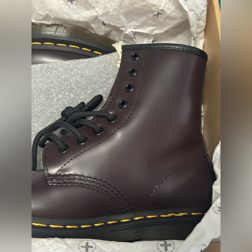 Dr. Martens 1460 Smooth Leather Lace-Up Boots in Burgundy - Picture 15 of 17